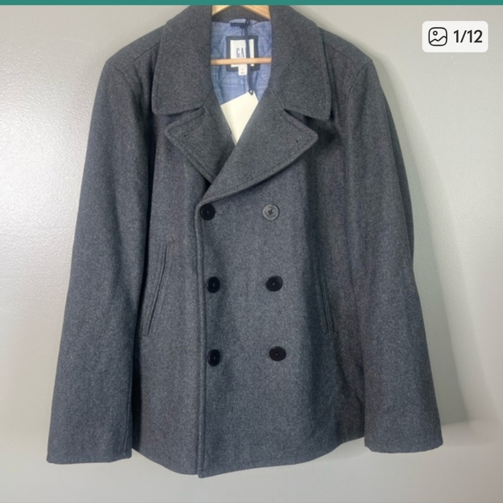 GAP Men's Charcoal Peacoat wool blend size medium preppy career office modern